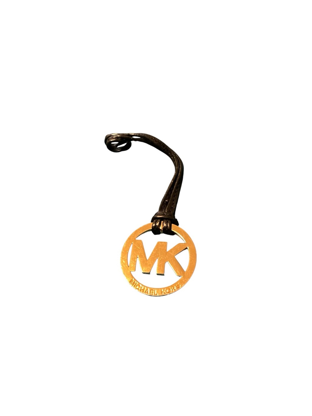 Michael Kors Gold MK Circle Logo Charm on Black Strap